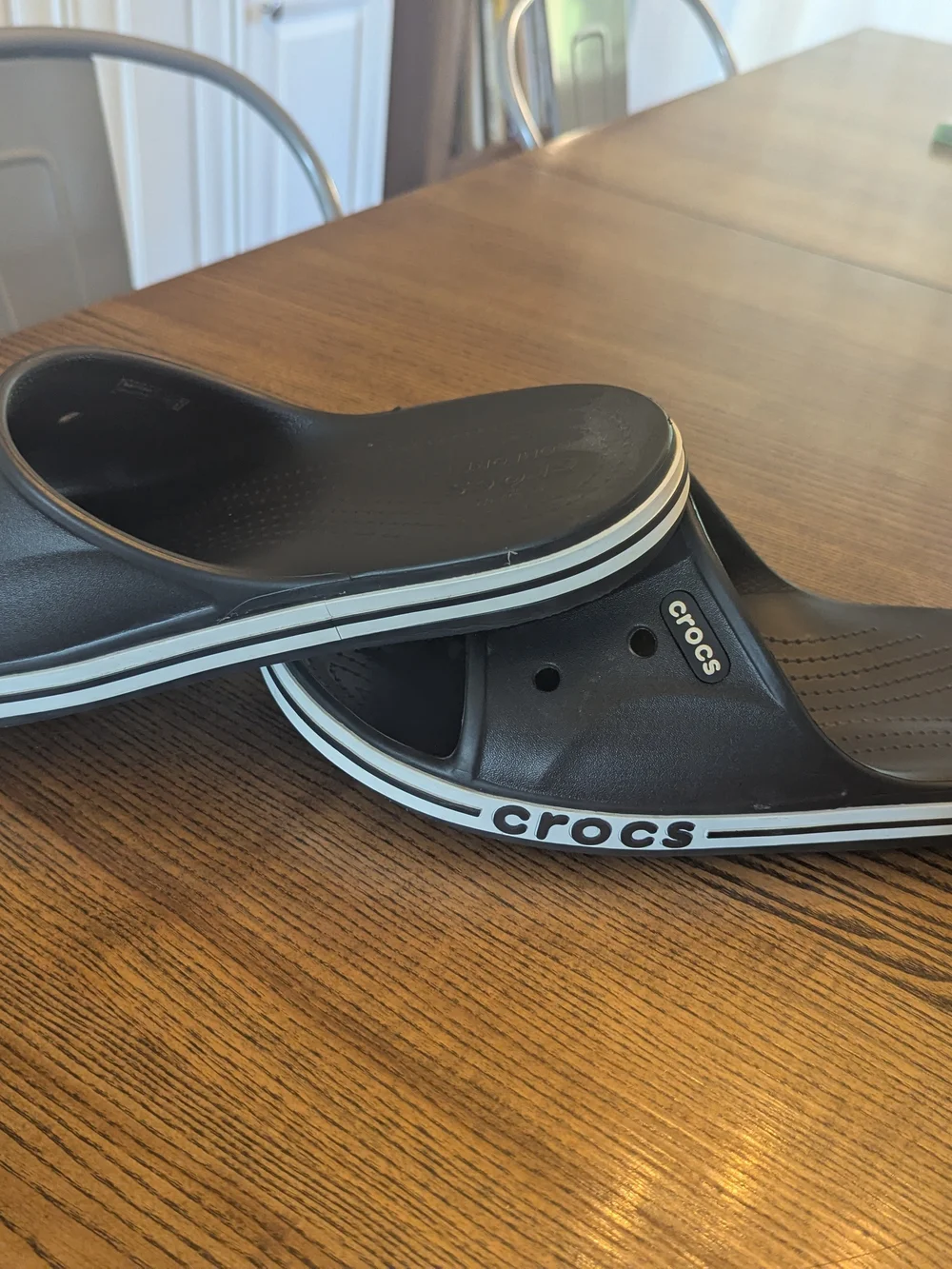 EUC Crocs Mens 13 Bayaband Slide Sandals Black White